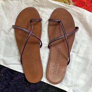 Pedro Garcia Purple Satin and Crystal Sandals